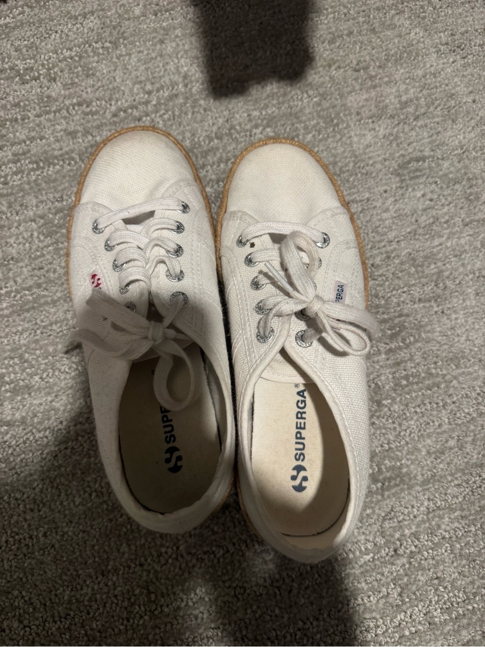 Superga White Canvas Lace-Up Sneakers with Gum Trim